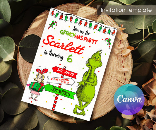 The Grinch  Merry Grinchmas customizable invitation template | Share or Print | MG601