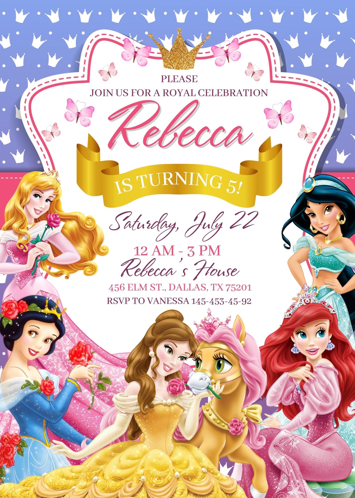 Disney Princess customizable invitation template | Share or Print | girl | BN051