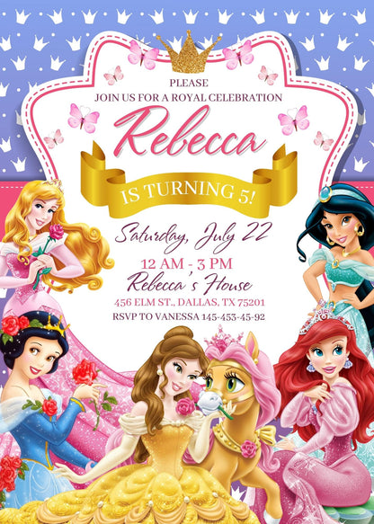 Disney Princess customizable invitation template | Share or Print | girl | BN051