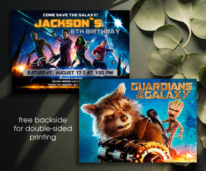 Guardians of The Galaxy Superhero customizable invitation template | Share or Print | boy | NY146