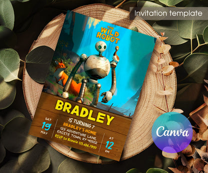 Wild Robot Roz customizable invitation template | Share or Print | RV159
