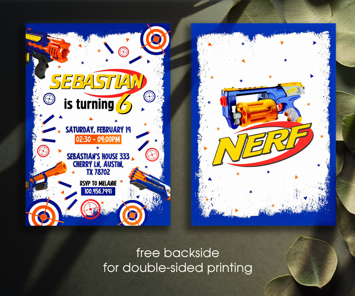 NERF Dart Wars customizable invitation template | Share or Print | boy | XF046
