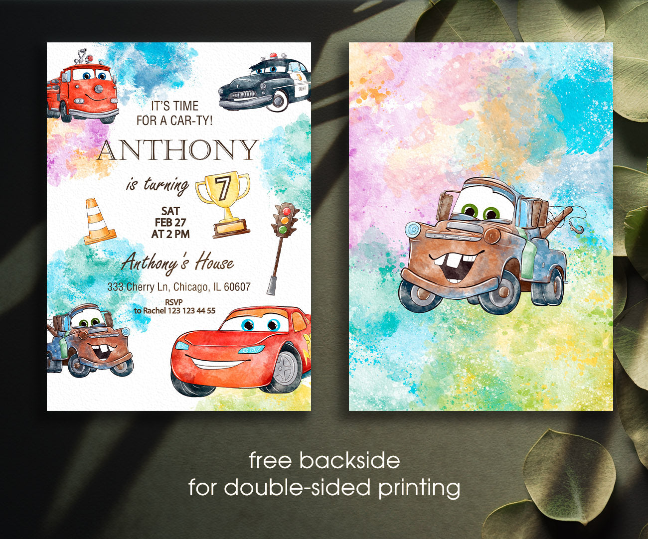 Cars Lightning McQueen customizable invitation template | Share or Print | boy | OJ470