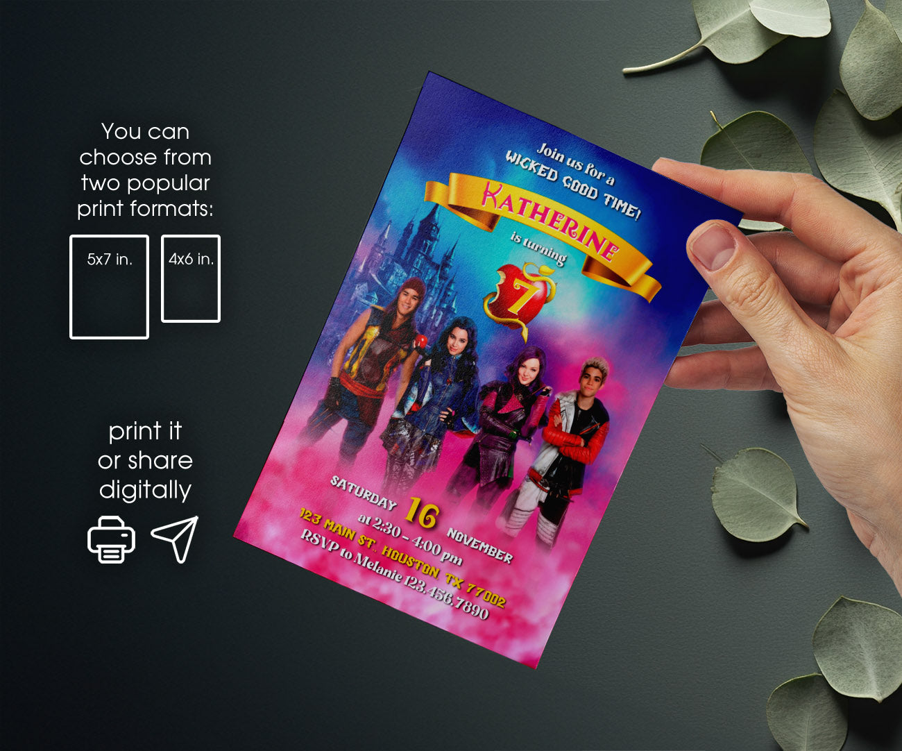 Descendants Disney customizable invitation template | Share or Print | IQ398