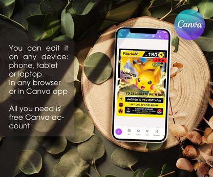 Pokemon Pikachu customizable invitation template | Share or Print | MP711