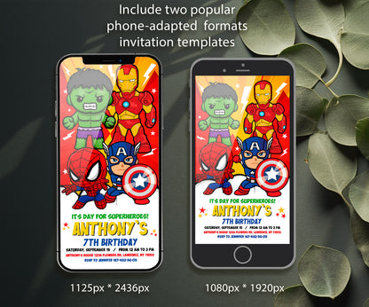 Avengers Marvel Superhero customizable invitation template | Share or Print | boy | FW020