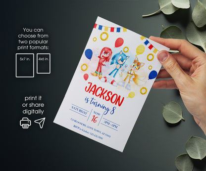 Sonic the Hedgehog customizable invitation template | Share or Print | WC711