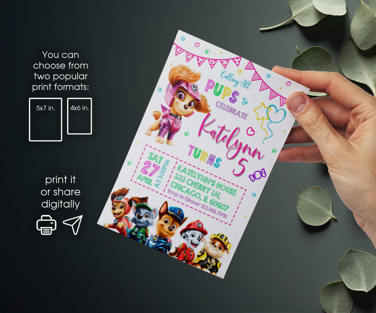 PAW Patrol customizable invitation template | Share or Print | EV231
