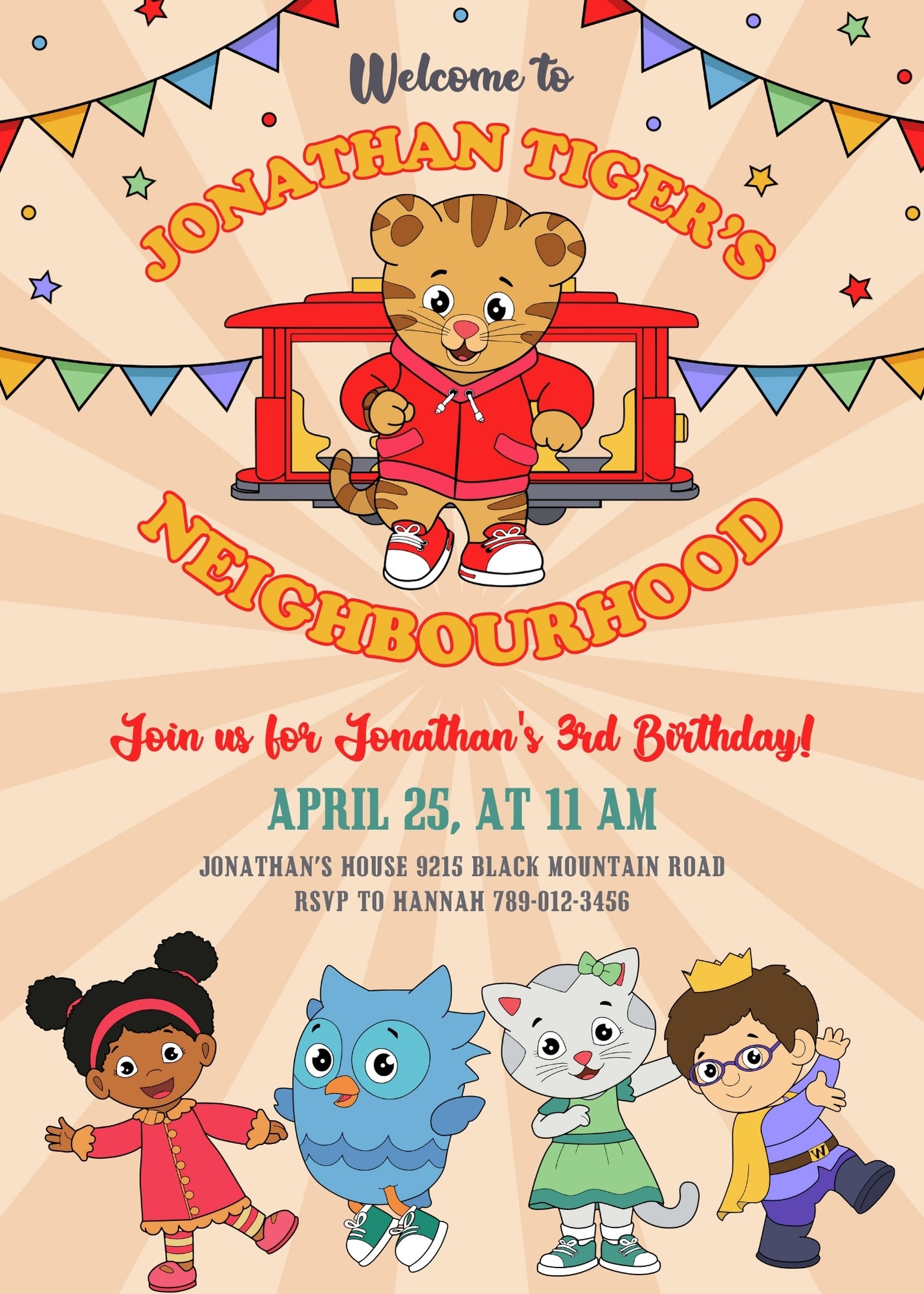 Daniel Tiger's Neighborhood customizable invitation template | Share or Print | UF284
