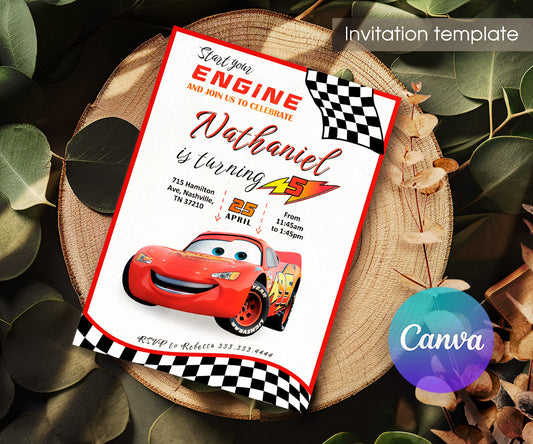 Cars Lightning McQueen customizable invitation template | Share or Print | boy | WG007