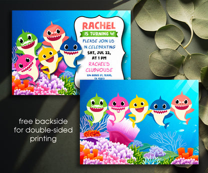 Baby Shark customizable invitation template | Share or Print | DB482