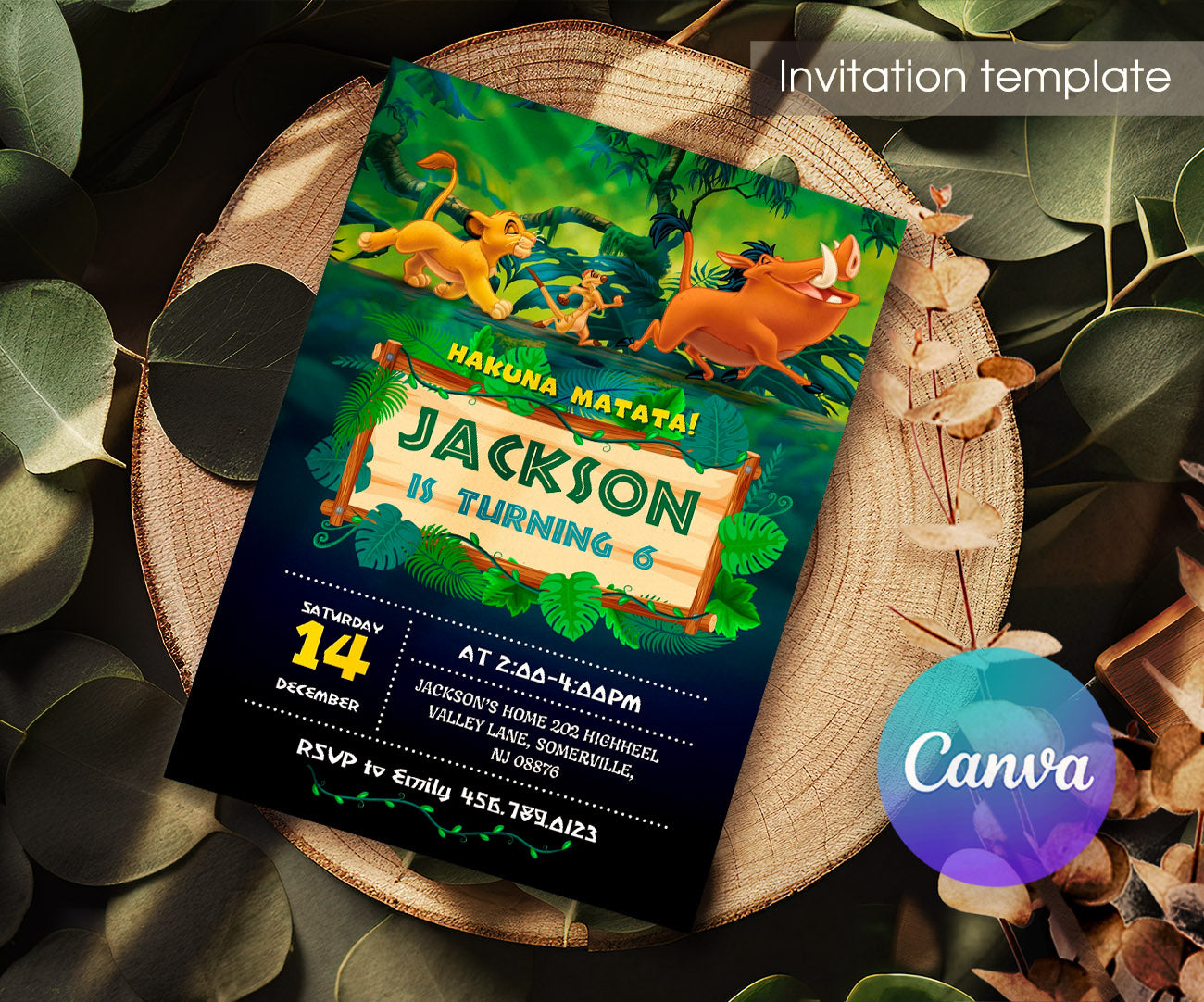 Lion King Simba customizable invitation template | Share or Print | UJ203