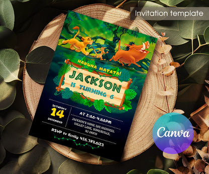 Lion King Simba customizable invitation template | Share or Print | UJ203