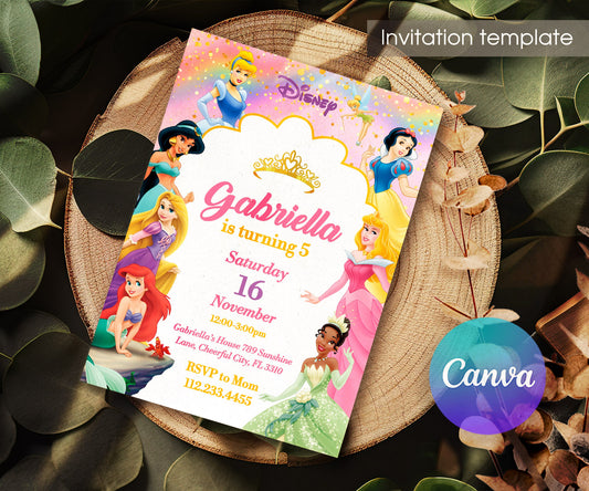 Disney Princess customizable invitation template | Share or Print | girl | CX108