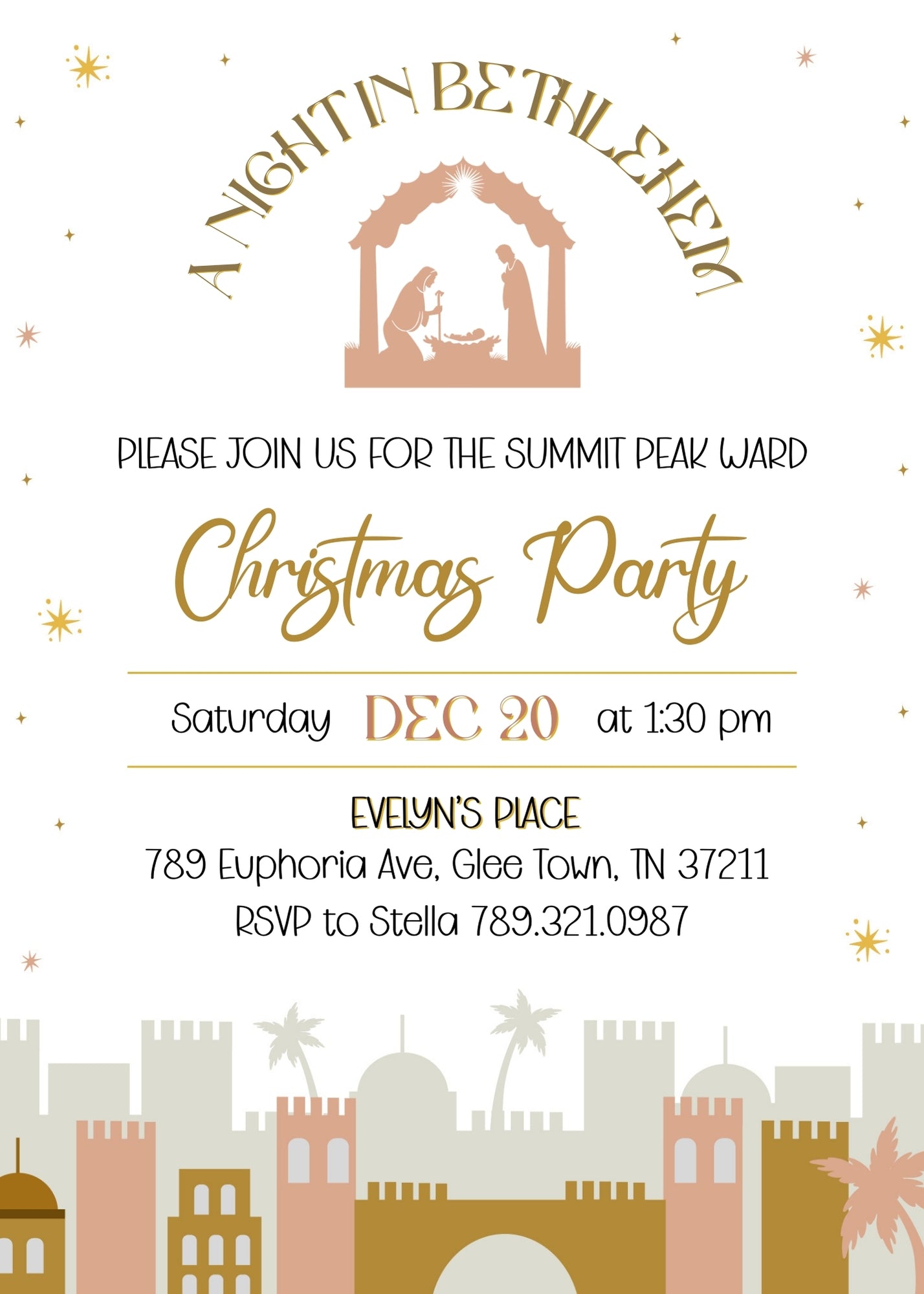 A Night In Bethlehem customizable invitation template | Share or Print | EY110