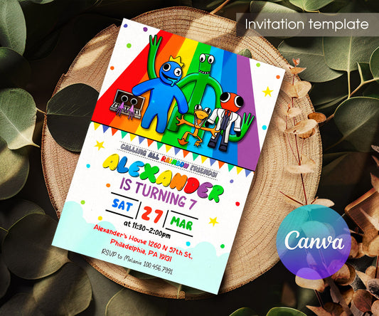 Rainbow Friends customizable invitation template | Share or Print | ZJ405
