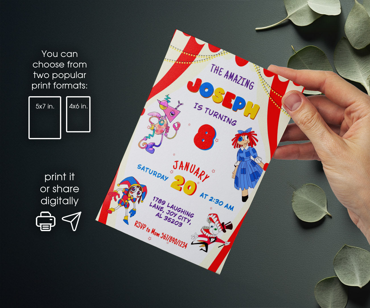 The Amazing Digital Circus customizable invitation template | Share or Print | CZ530