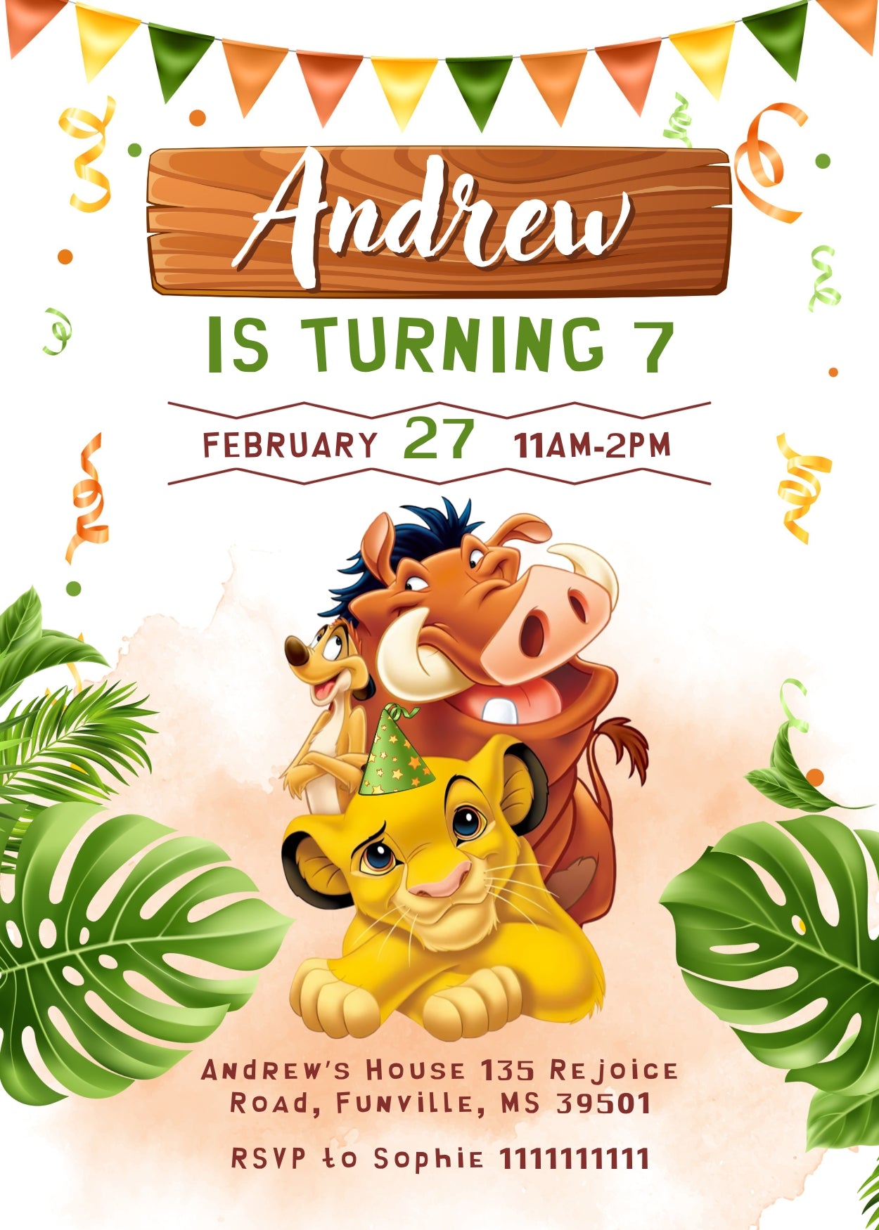 Lion King Simba customizable invitation template | Share or Print | BA820