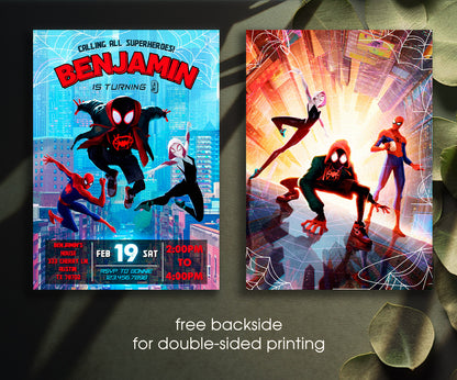 Spider Man Across the Spider-Verse customizable invitation template | Share or Print | boy | ON597