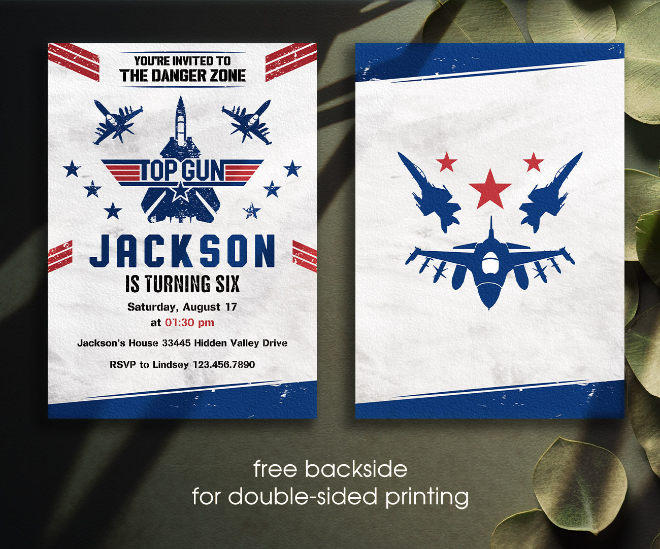 Top Gun Maverick Jet Fighter customizable invitation template | Share or Print | boy | AQ134