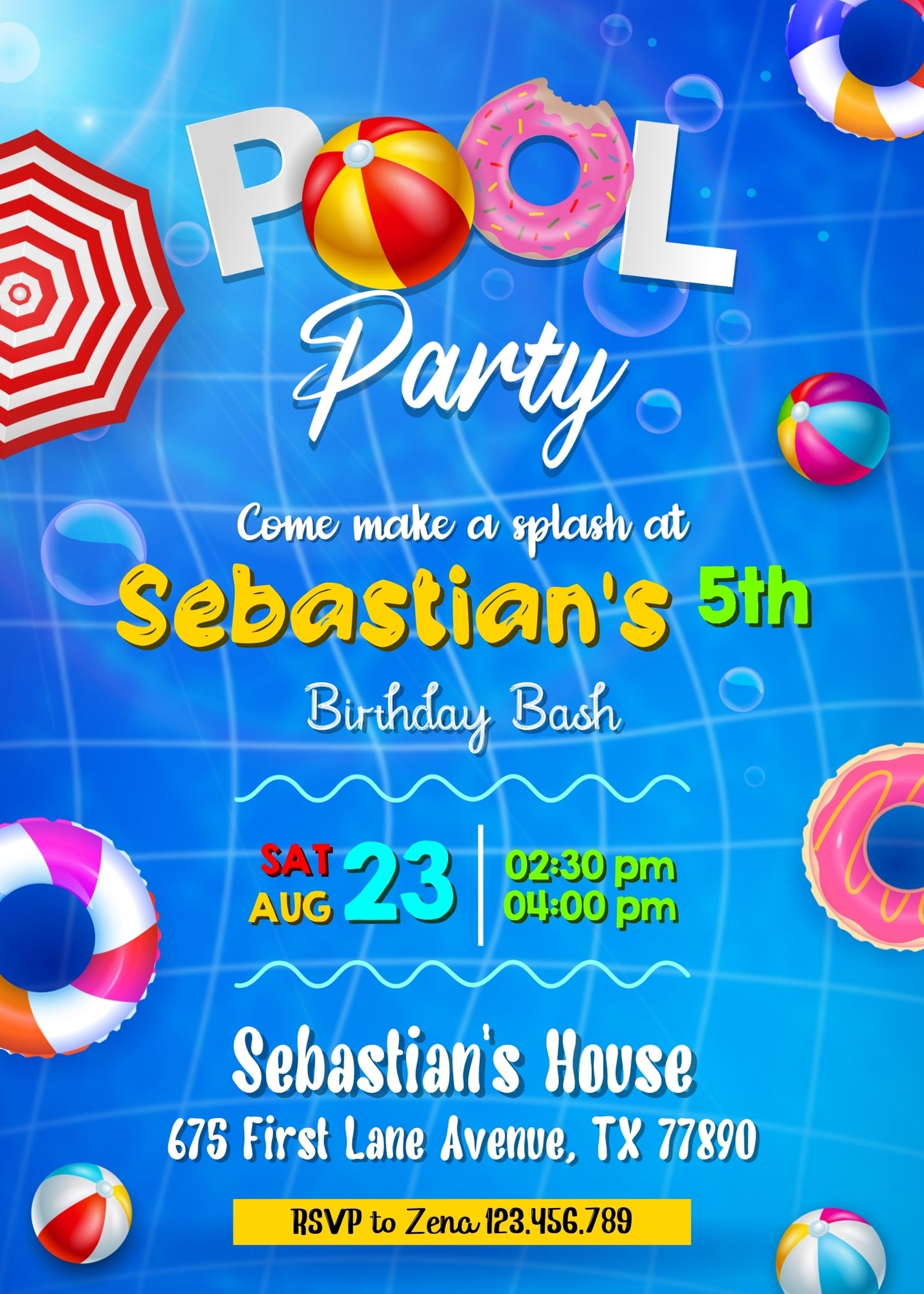 Pool Party customizable invitation template | Share or Print | boy | MO050