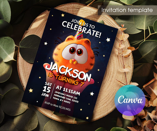 Garfield Orange Cat customizable invitation template | Share or Print | boy | UI480