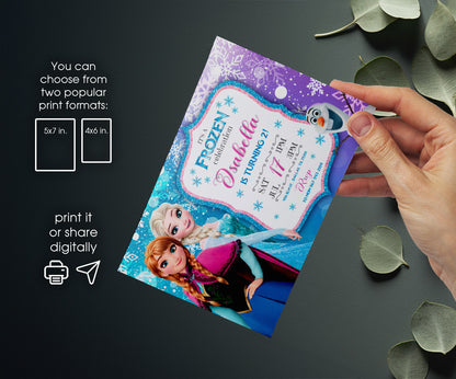 Frozen Elsa customizable invitation template | Share or Print | girl | YZ951