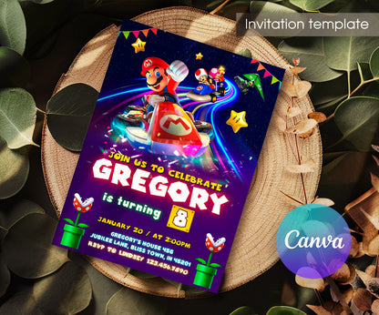 Mario Kart Gamer customizable invitation template | Share or Print | boy | MN586