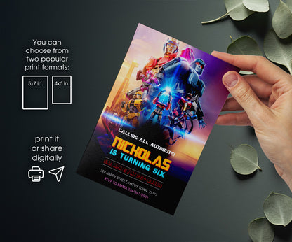 Transformers One Rescue Bots customizable invitation template | Share or Print | boy | QB837
