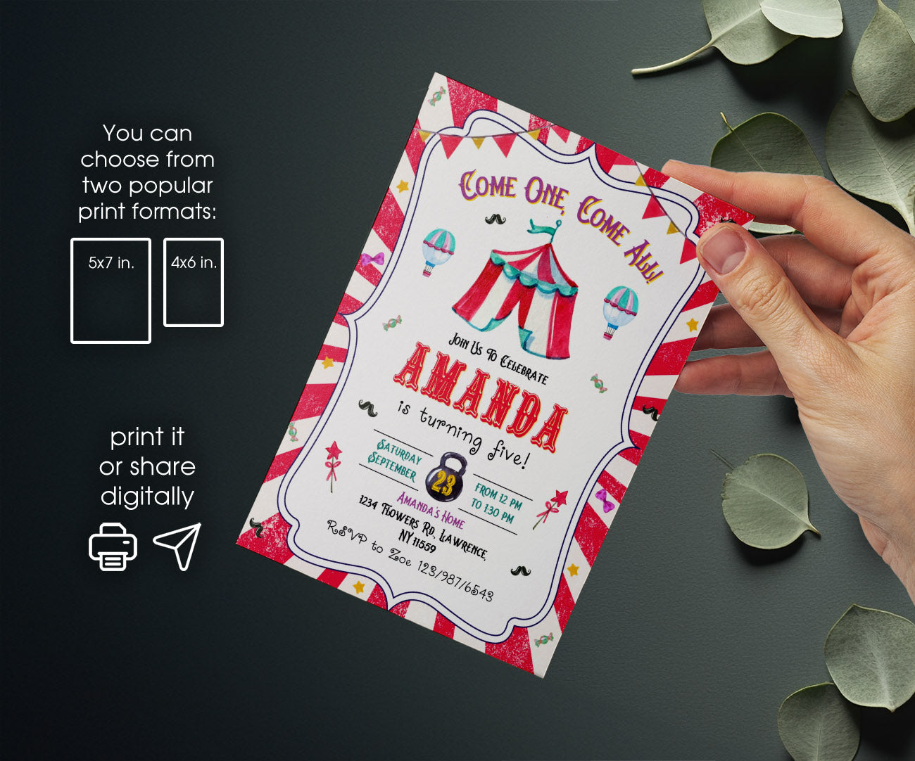 Circus Carnival customizable invitation template | Share or Print | IZ477