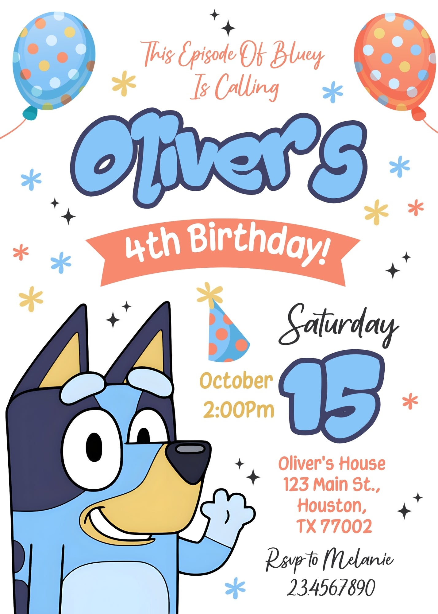 Bluey Bingo customizable invitation template | Share or Print | CJ313