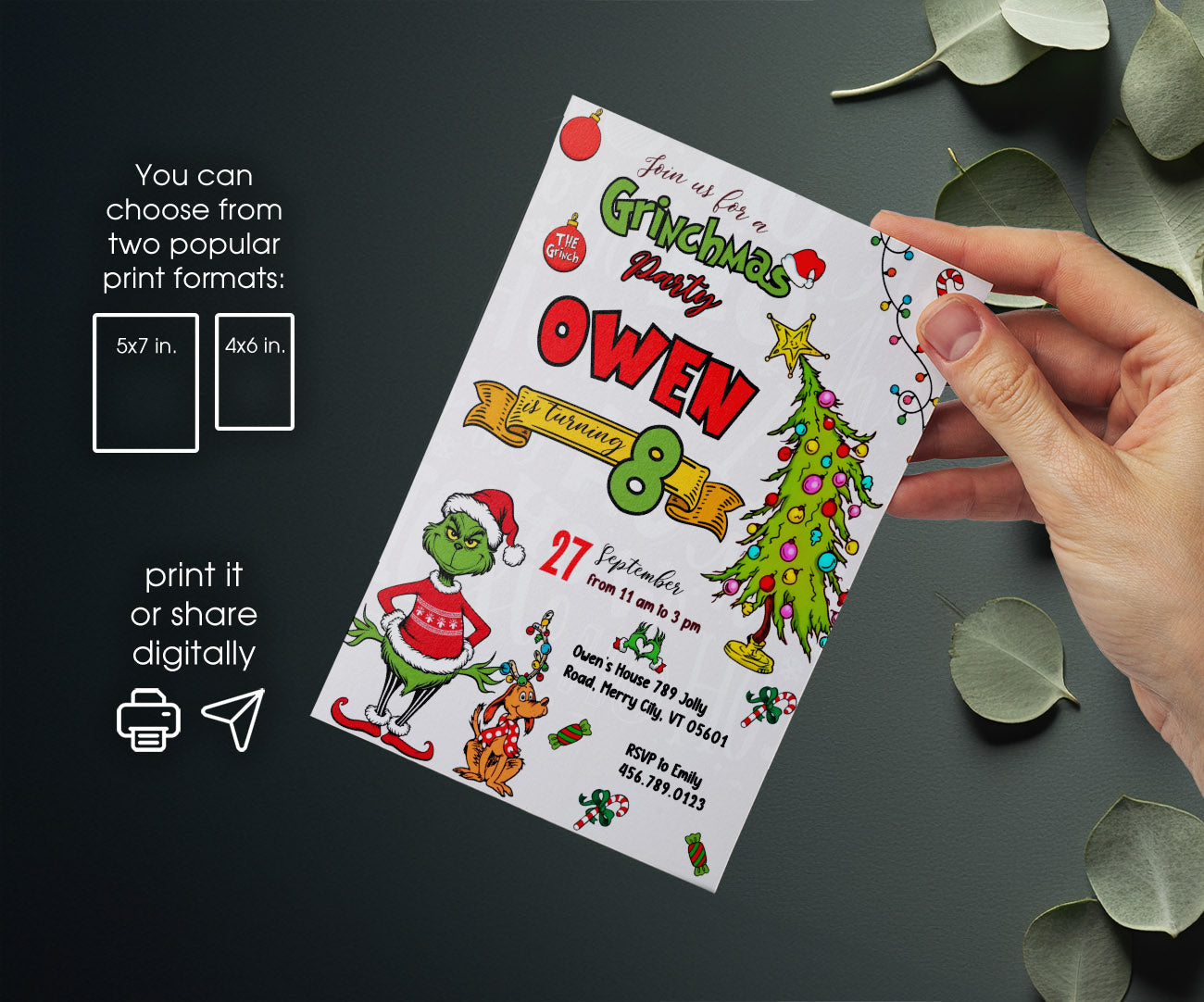 The Grinch  Merry Grinchmas customizable invitation template | Share or Print | NP226