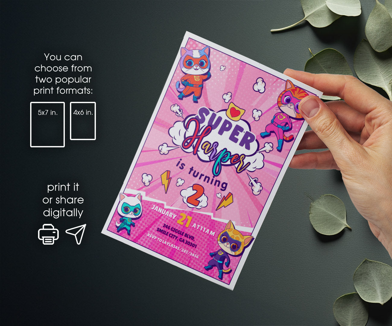SuperKitties customizable invitation template | Share or Print | OY651