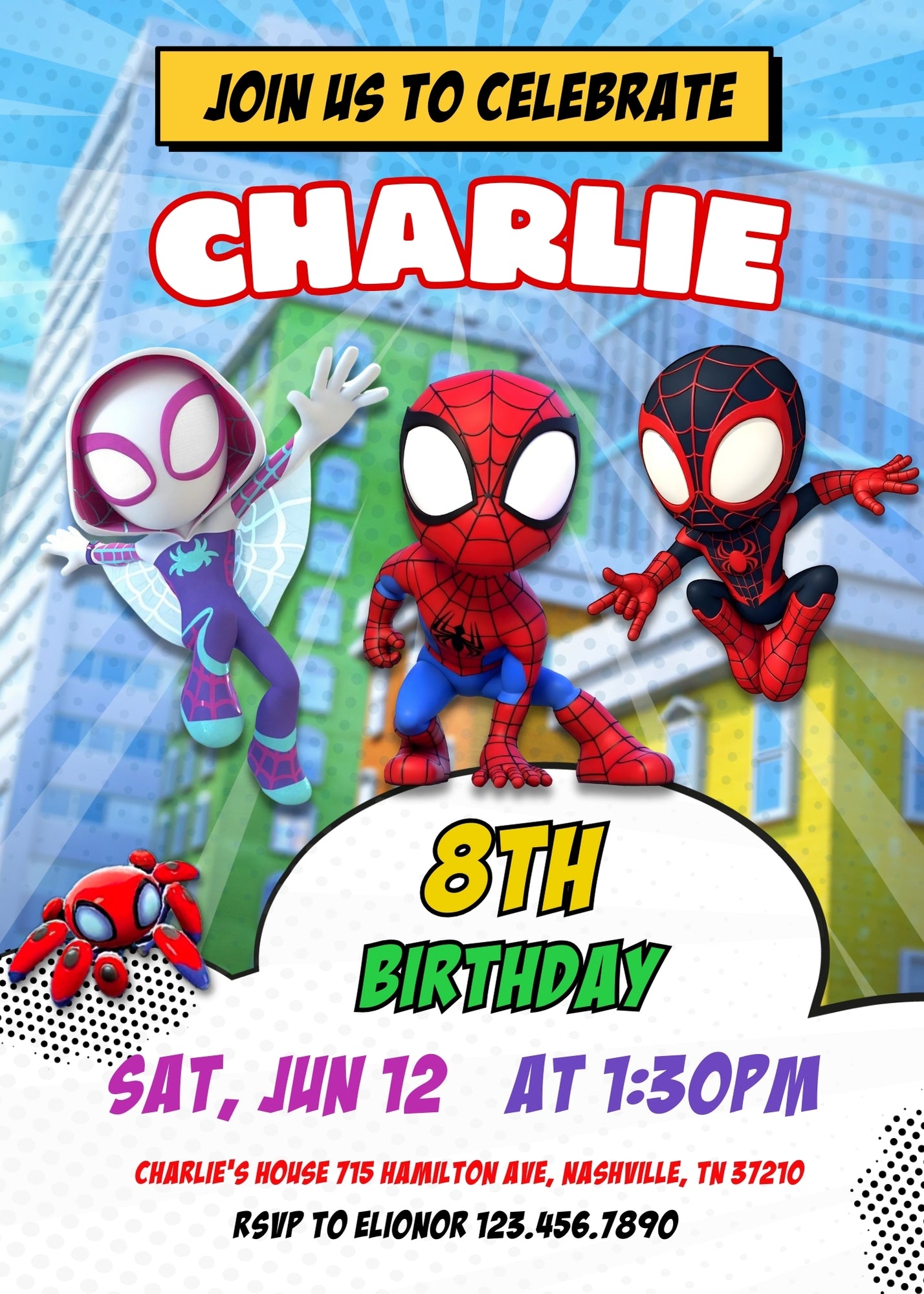 Spidey and His Amazing Friends customizable invitation template | Share or Print | boy | NE631