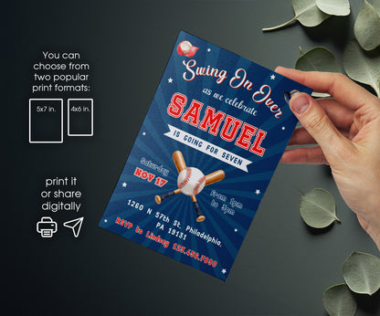 Baseball MLB Sport customizable invitation template | Share or Print | boy | GC177