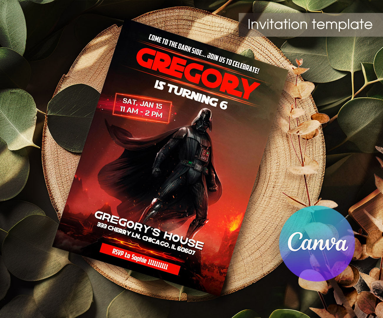 Star Wars Darth Vader customizable invitation template | Share or Print | boy | QB798