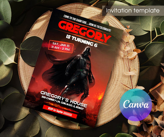Star Wars Darth Vader customizable invitation template | Share or Print | boy | QB798
