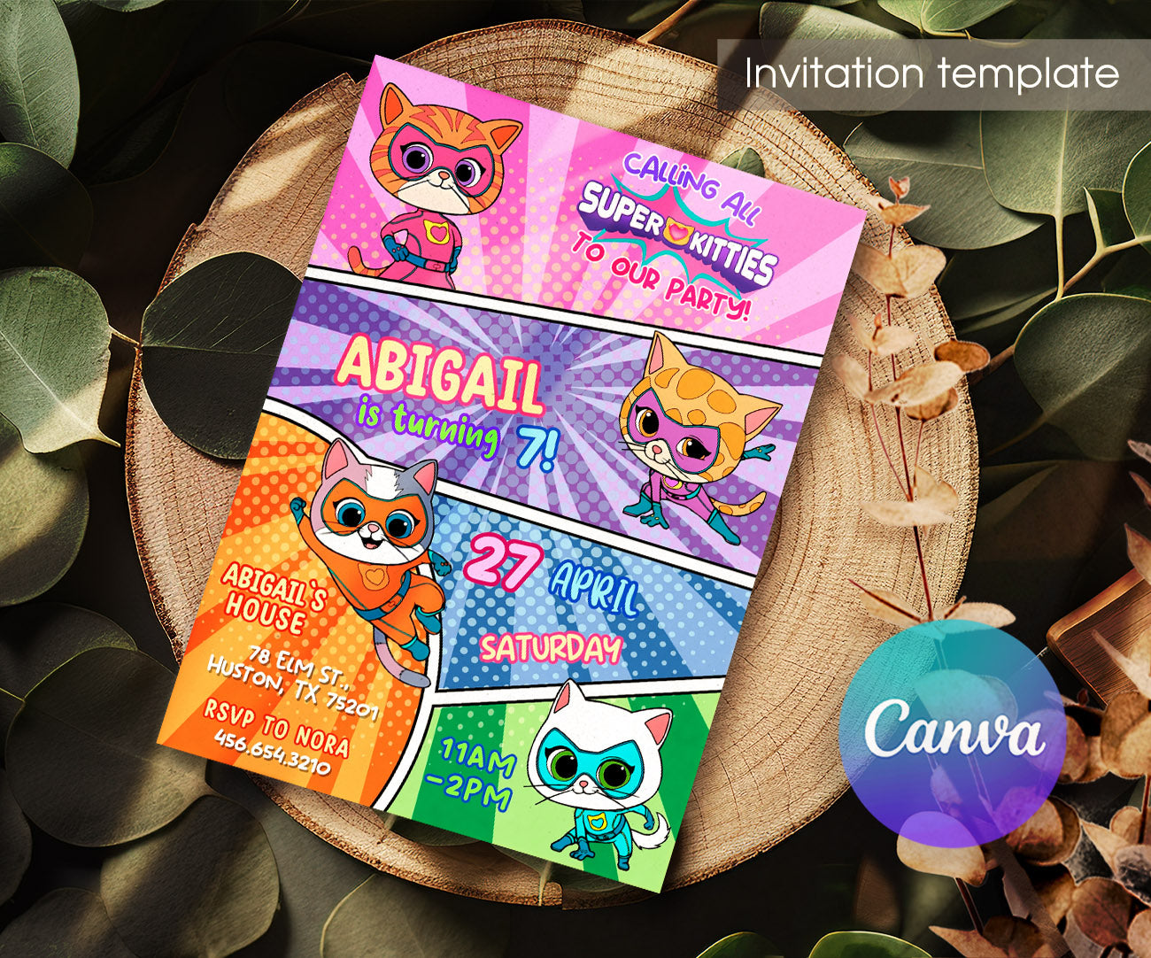 SuperKitties customizable invitation template | Share or Print | TX075