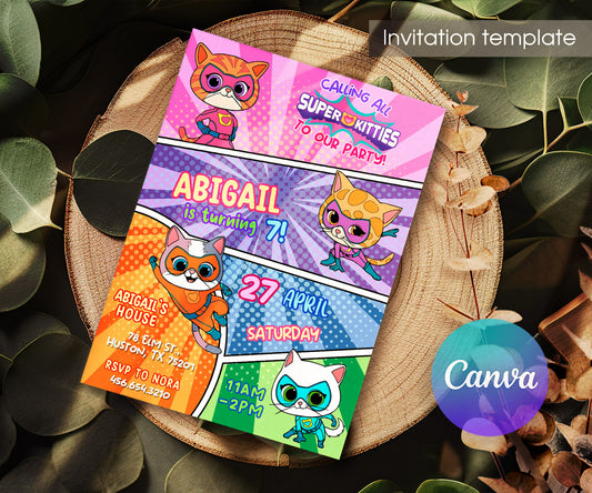 SuperKitties customizable invitation template | Share or Print | TX075