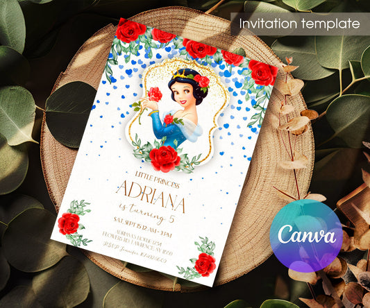 Snow White Princess customizable invitation template | Share or Print | girl | KA402