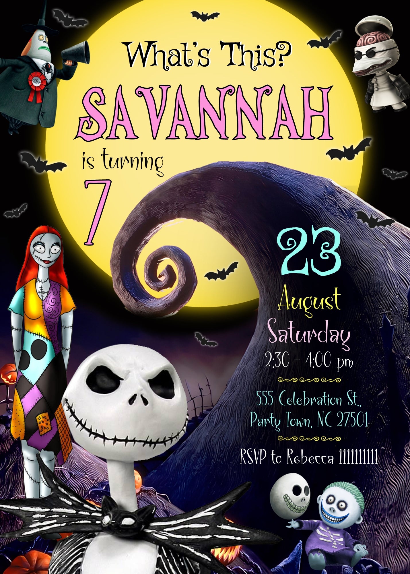The Nightmare Before Christmas Halloween customizable invitation template | Share or Print | OE968