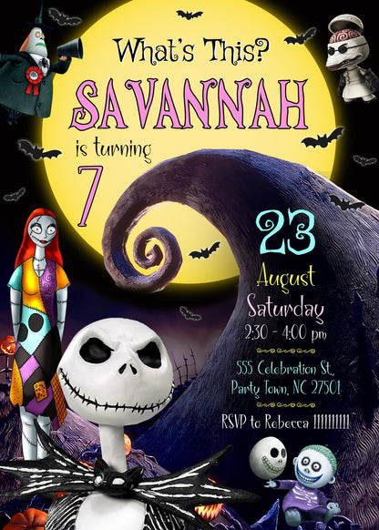 The Nightmare Before Christmas Halloween customizable invitation template | Share or Print | OE968
