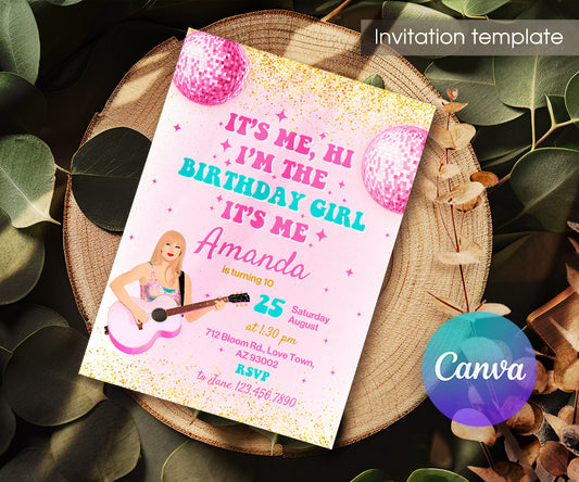 Taylor Swift Eras Tour customizable invitation template | Share or Print | girl | VJ576