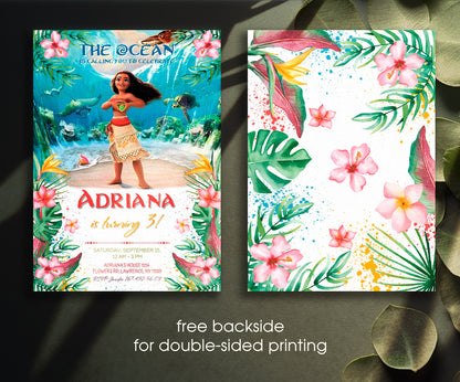 Moana Princess customizable invitation template | Share or Print | girl | ZL936