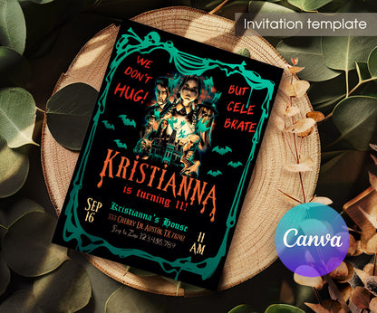 Wednesday Addams customizable invitation template | Share or Print | girl | ZI751