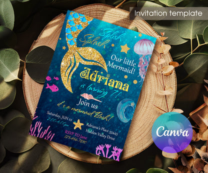 The Little Mermaid Ariel customizable invitation template | Share or Print | girl | RB234