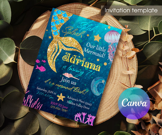 The Little Mermaid Ariel customizable invitation template | Share or Print | girl | RB234