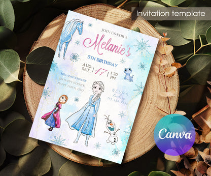 Frozen Elsa customizable invitation template | Share or Print | girl | AR207
