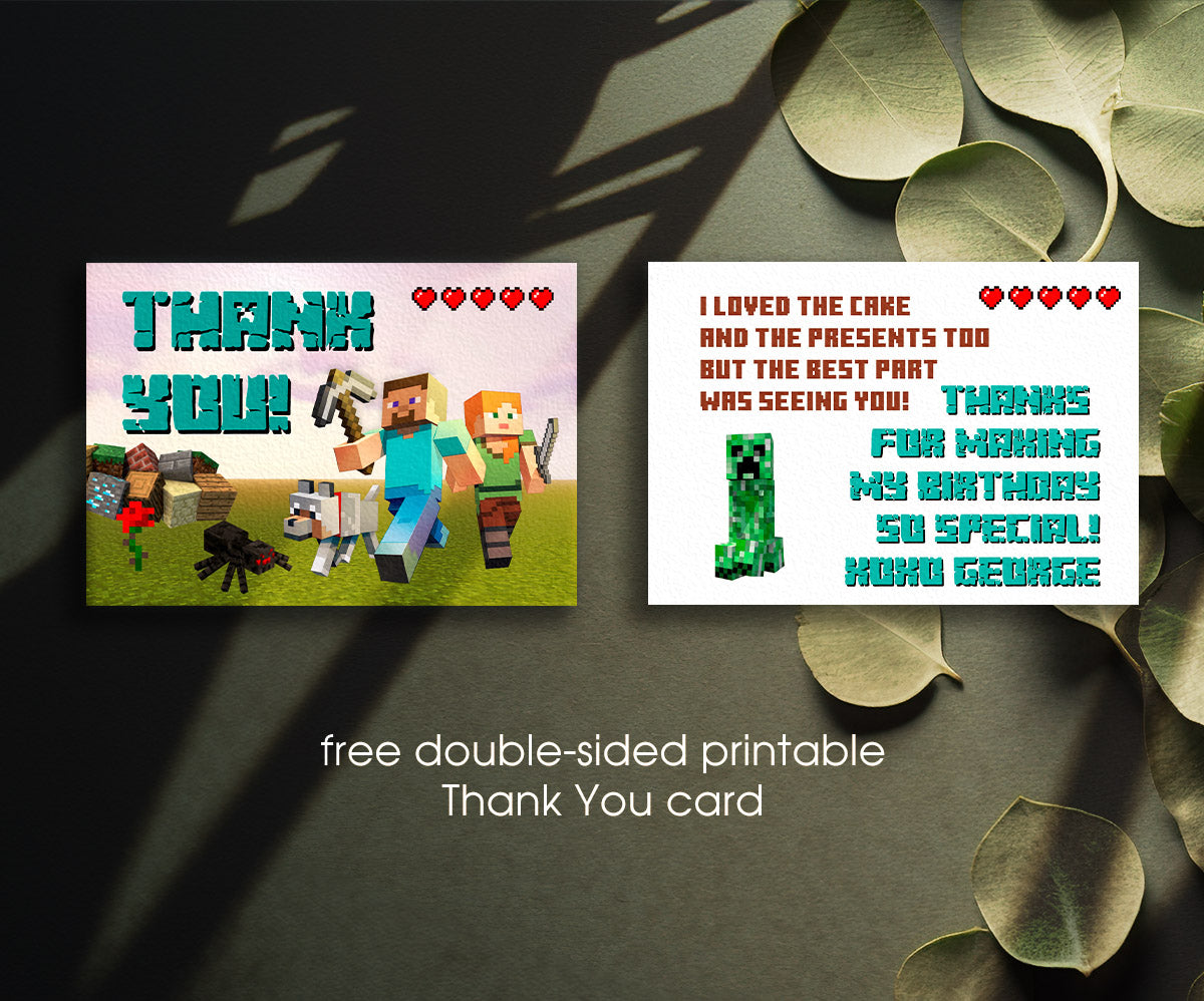 Minecraft Gamer customizable invitation template | Share or Print | IZ726