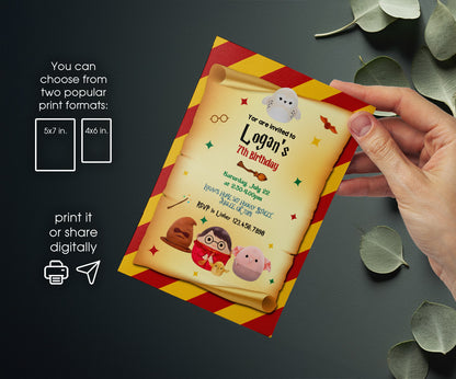 Squishmallows Harry Potter customizable invitation template | Share or Print | RO324